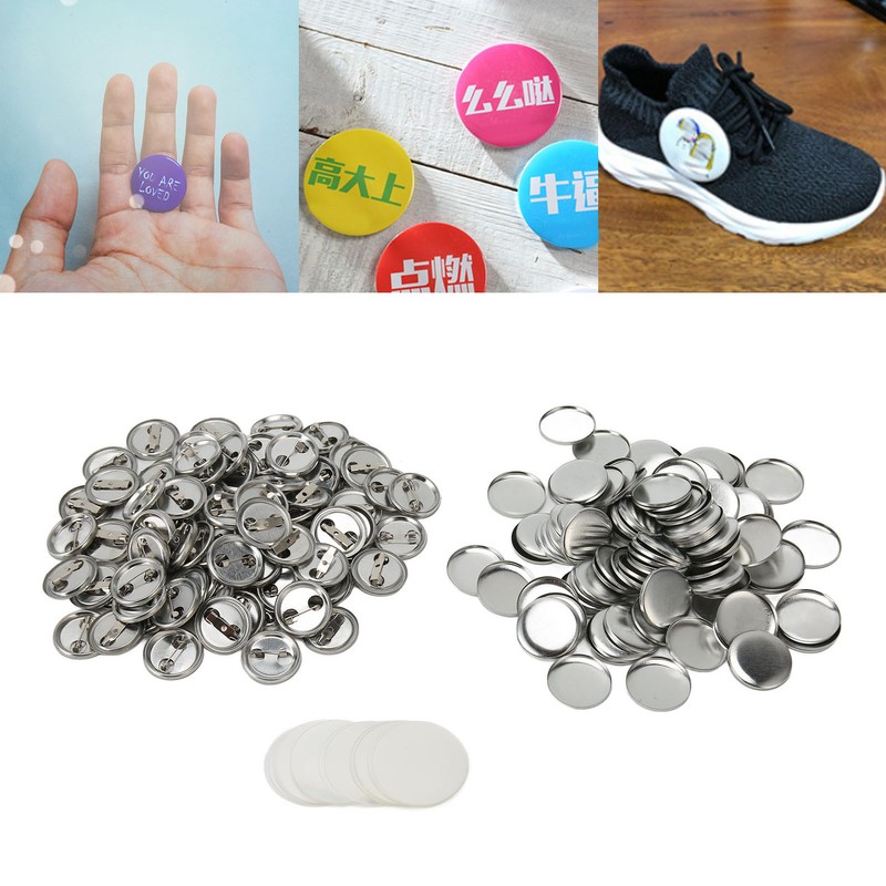 100 Sets Blank Button Badge Parts Set Round Shape Rust