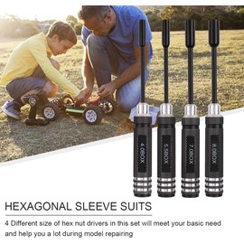 Gruiqrd Hex Screw Driver, 4pcs RC Tools Kit Hexagon Screwdriver Set (4.0mm 5.5mm 7.0mm 8.0mm）for RC Car Boat Quadcopter Helicopter Multirotors Models