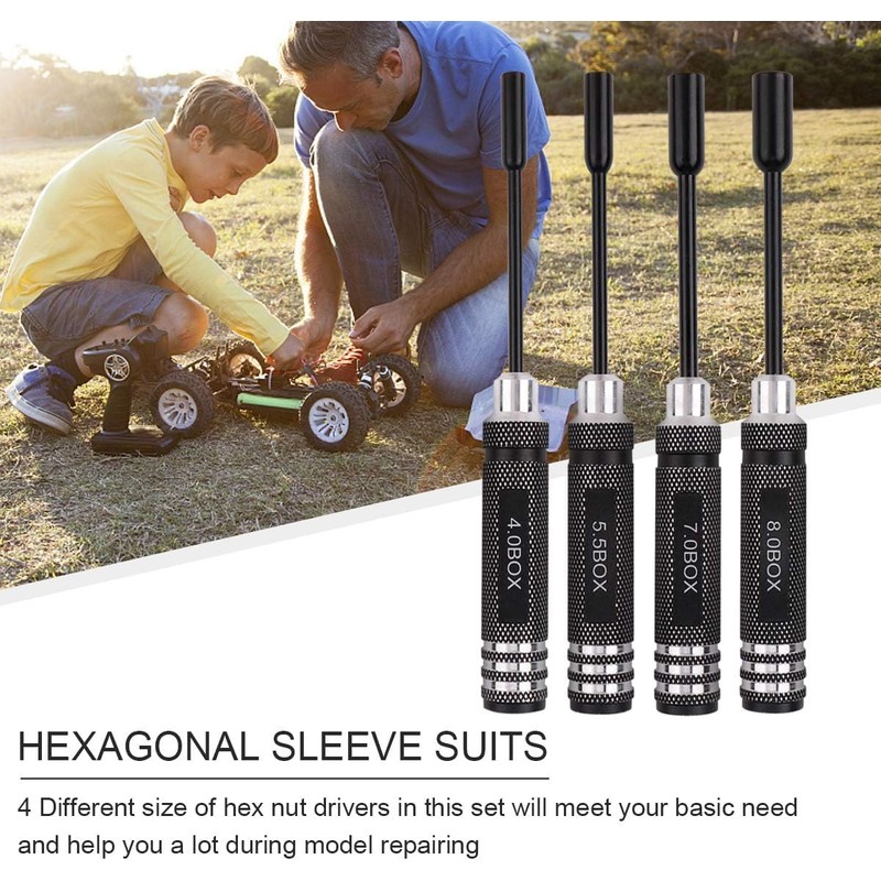Gruiqrd Hex Screw Driver, 4pcs RC Tools Kit Hexagon Screwdriver
