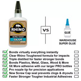 Rhino Glue Medium Thick Gel, Heavy Duty 40 Gram Clear