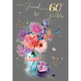 Cherry Orchard Fabulous Friend Milestone Age 60 Female 60th Birthday Greeting Card - from the Gorgeous Grace Range - Glitter & Foil Finished (60th)