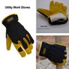 HANDLANDY Men Leather Gardening Gloves, Utility Work Gloves for Garden