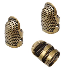 oupados Set of 3 Adjustable Non-Slip Copper Thimble Sewing Thimble Ring Sewing Tool Kit Medium Size