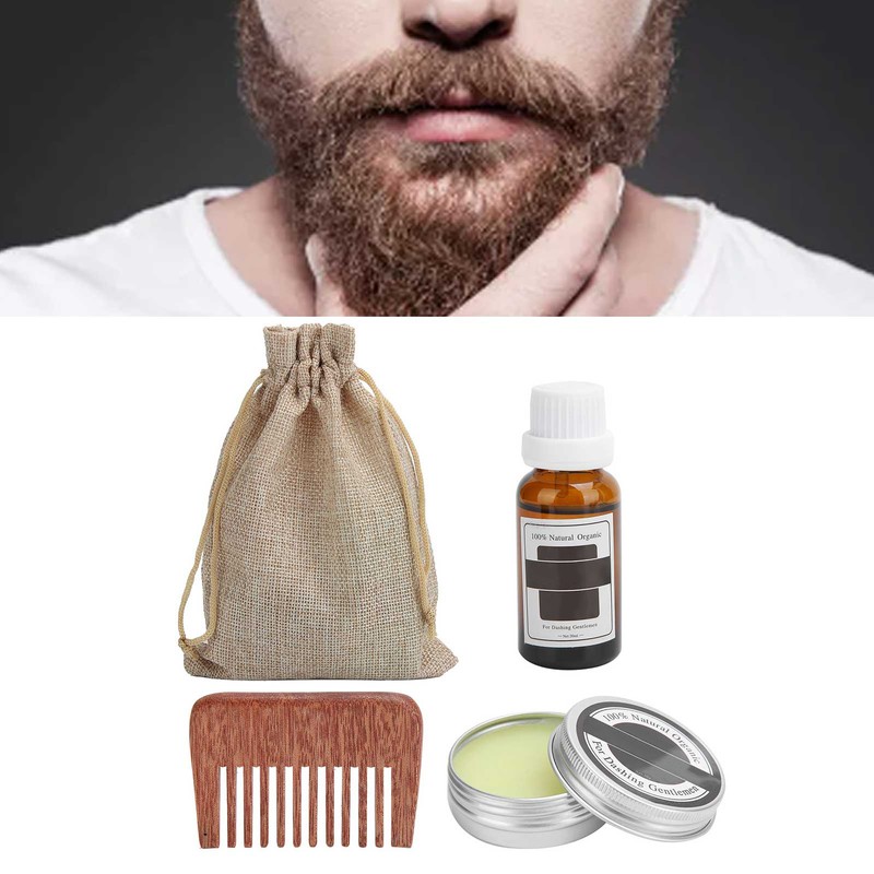LANTHOME Men Beard Grooming Kit Mustache Beard Nourishing Styling Oil