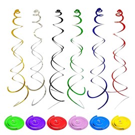 BQRKOTM Pack of 18 Swirl Decoration, Spiral Garland Foil Ceiling Hanger, Double Spiral Decoration, Streamers for Birthday, Wedding, New Year's Eve or Carnival Party Decoration