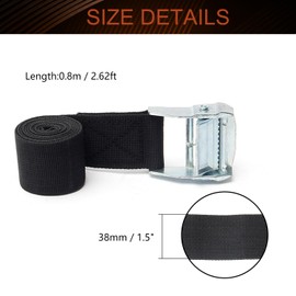 MroMax 1.5" Width x 2.62ft Length Lashing Straps Polypropylene Cam Buckle Lashing Straps 300Kg Load Cargo Tie Down Strap 38mm x 0.8M for Moving Cargo Black Tone 2Pcs