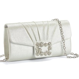 Missnine Evening Bag Pleated PU Leather Clutch Purse for Women Elegant Formal Wedding Handbag Sparkling Party Prom Purse