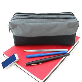 Fashion Stationery Big Capacity Pencil Case for Boys Kids Children's Large Black & Grey Sporty Triple Pocket Pencil Cases Back to School Pouch with 3 Compartments for Teenagers