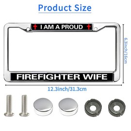 Proud Firefighter Wife License Plate Frame Military Proud Firefighter Rattle-Proof License Plate Frame Fire Rescue Support