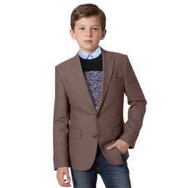 Boys' Flex Stretch Suit Jacket Boys' Bi-Stretch Alexander Tweed Herringbone Blazer Brown 7
