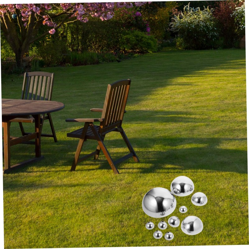 BESPORTBLE Metal Decorative Balls 10pcs Stainless Steel Gazing Half Balls