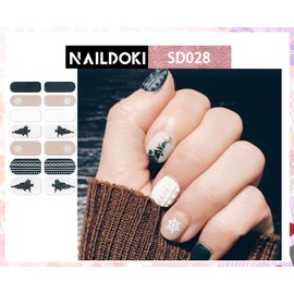 NAILDOKI Nail Stickers 6 Sheets x 14 Pieces Full Wraps Nail Polish Strips, Self-Adhesive Gel Nail Art Decals for Women Girls