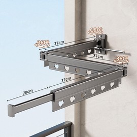 Metal Foldable Clothes Drying Rack with Double Suction Cups, No-Drill Wall Mounted Telescopic Drying Rod for Bathroom & Balcony Laundry Us