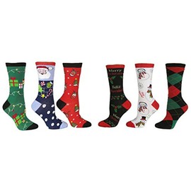 Hibaly Women's 6-Pack Christmas Crew Socks, Sock Size 9-11