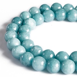 150pcs 8mm Blue Chalcedony Beads Natural Gemstone Beads Round Loose Beads for Jewelry Making