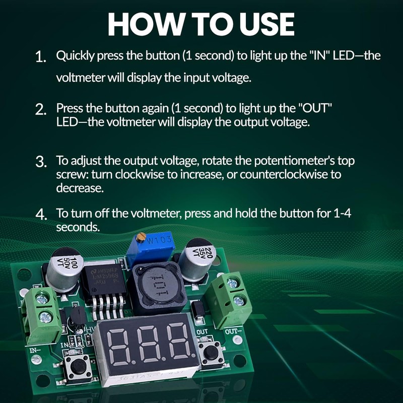 Seloky LM2596 DC-DC Buck Converter Voltage Regulator Adjustable DC to