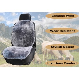 Genuine Sheepskin Car Seat Covers Shearing Car Seat Covers Sheepskin Wool Detachable Premium Car Seat Cover (1 Pack, Gray)