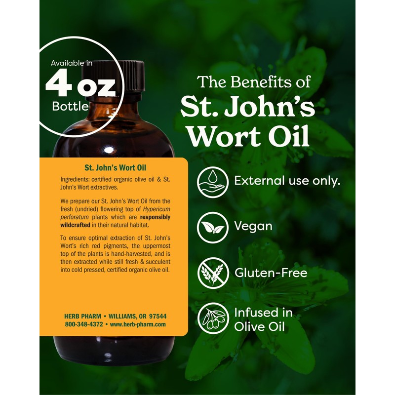 Herb Pharm St. John's Wort Topical Oil, 4 Ounce (OILSJW04)
