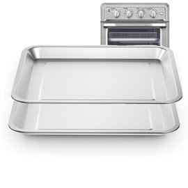 2 PCS Stainless Steel Baking Tray Pan Compatible with Cuisinart Toaster Oven Tray,Suitable for Cuisinart Air Fryer TOA-060 and TOA-065, Cookie & Bread Baking Sheet Pan (12.4x10.06 inch)…