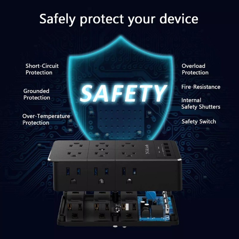 NiklebTech Tomacorrientes Inteligentes Con USB Protector Contra Sobretenciones Extensor #1