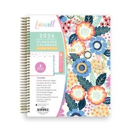 Blue Sky Livewell 2026 Weekly and Monthly Planner Calendar, January 2026 - December 2026, 7" x 9", Flexible Laminated Cover, Heavy Duty Coil Binding, Colorful Premium Paper, Includes Storage Pocket, Stickers, Charmie