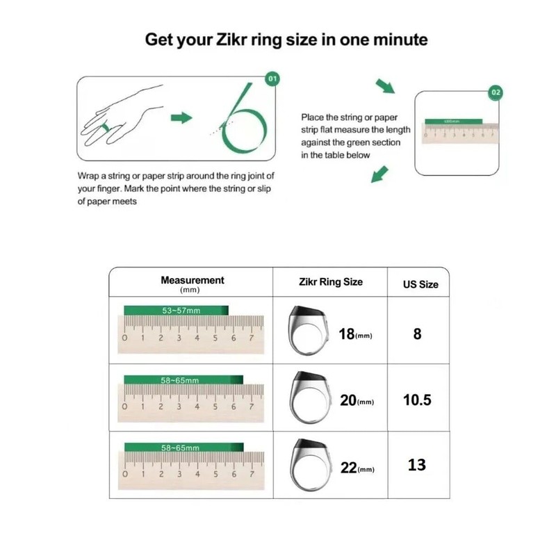 Mr. Gadget's Solutions Smart Tasbih Zikr Lite Ring Tally Counter