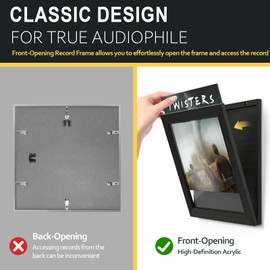 Emfogo Vinyl Record Frame for the Wall, Vinyl Record Display Frame, Album Frames for 12x12 Inch LP Album Cover (1 Pack/Black)