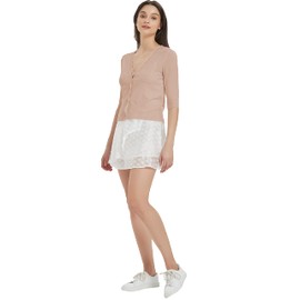 Women's Short Sleeve Cropped Cardigan Button Down Sweater Lightweight Knit Shrugs