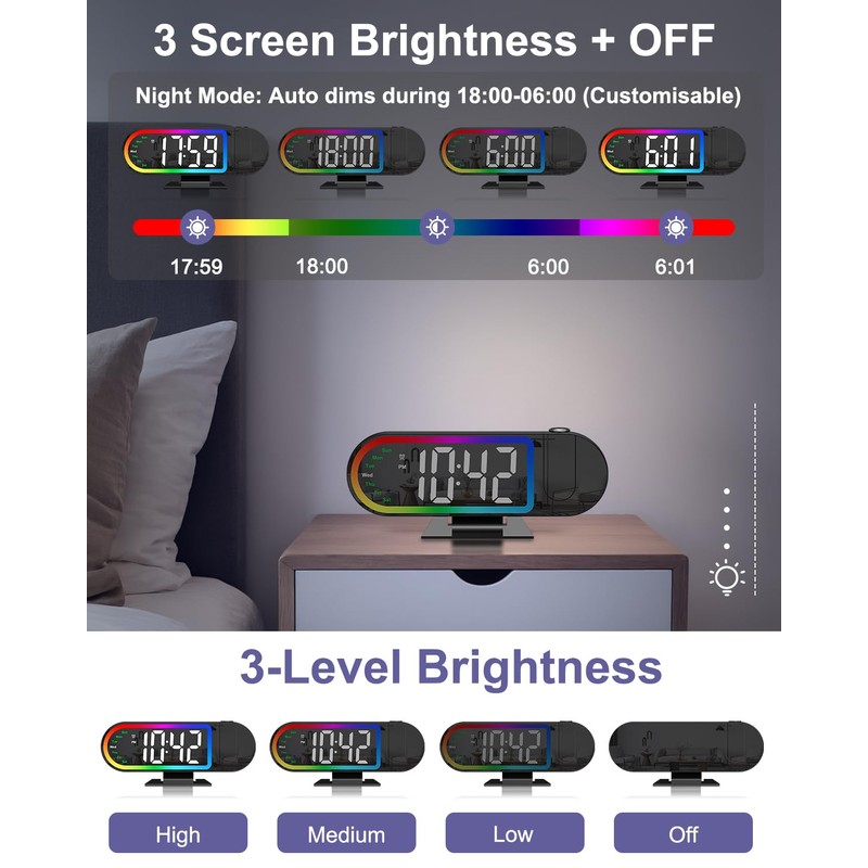OQIMAX Projection Alarm Clock, 8.5 '' Digital Alarm Clock with