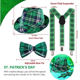 Bdecoll St. Patricks Party Costume Set, Green and White Gloves, Overknee Socks, Costume Accessory for Carnival Costume Party (Pack of 3)