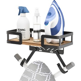 PAROTO Ironing Board Holder Wall Mount, Iron Board Wall Hanger, Sewing, Laundry Room Organization, Black, T&V Shaped Space Saving Iron Holder for Laundry Room Decor and Accessories, Organization and Storage