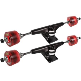 Longboard Skateboard Trucks Combo Set 76mm Bigfoot Cruisers Wheels with Black Trucks, Bearings, and Hardware Package (76mm Red Wheels, 6.0 (8.63") Black Trucks)