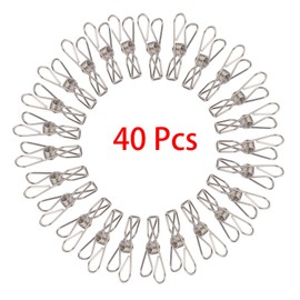Small Chip Clips, 40 Pcs 1.7 Inch Stainless Steel High Elasticity Good Persistence for Clothespins, Paper Clips, Food Bag Clips, Clothes Pins (40)