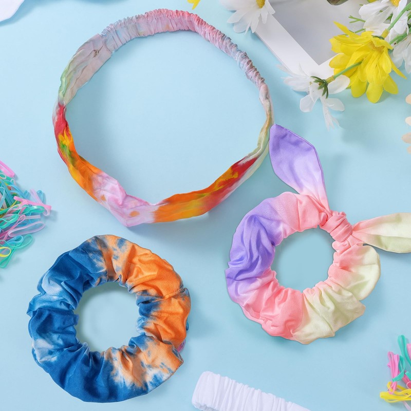 120PCS White Cotton Scrunchies Set for Tie Dye, Includes Scrunchies