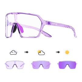KAPVOE Photochromic Cycling Glasses Men Mountain Bike Glasses Women Clear MTB Sports Sunglasses TR90 Biking Goggles Transition Bicycle Glasses Triathlon Running UV Protection Purple