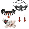 Hopodix 5PCS Ruby stone black lace Goth accessories with Gothic