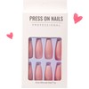 24PCS Press on Nails Long Coffin Shape Designs Acrylic Nails,Fake