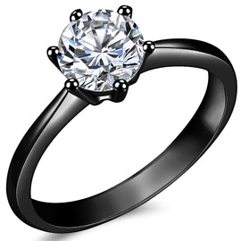 Jude Jewelers Size 3-13 1.0 Carat Classical Stainless Steel Solitaire Wedding Engagement Proposal Statement Ring, Metal, Cubic Zirconia