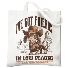 Zomhix Western Cowboy Dachshund Tote Bag, Dachshund Lovers Gifts Canvas Tote Bags for Women, Weiner Dog Gifts for Women Reusable Grocery Shopping Bags
