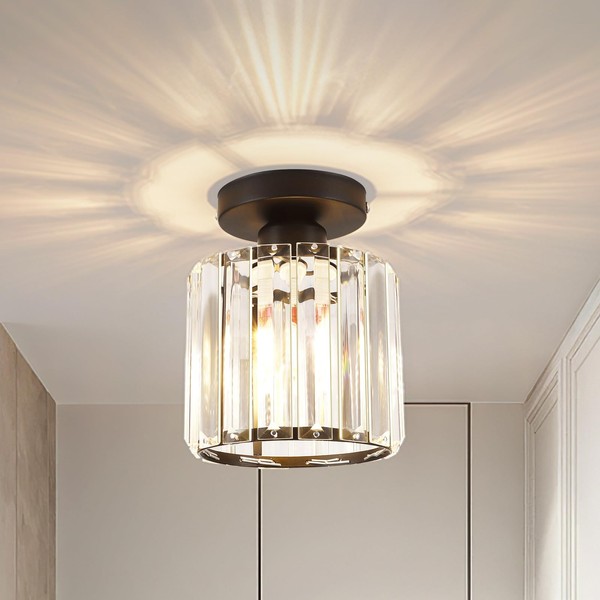 ALLOMN Crystal Ceiling Light, Mini Ceiling Light Crystal for Semi-Flush