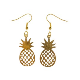 Miniblings Pineapple Earrings Fruit Summer Holiday Golden Handmade Fashion Jewellery I Earrings Earrings Gold-Plated, Cotton, No Gemstone