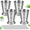 Gandeer 4 Pack Derby Mint Julep Cups with Straws 3D