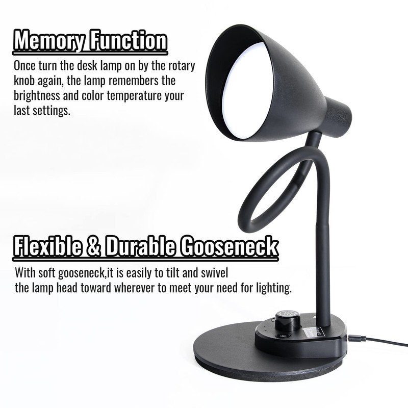 ISeebaibi Desk Lamp, Desk Light Features 3 Color Temperature and