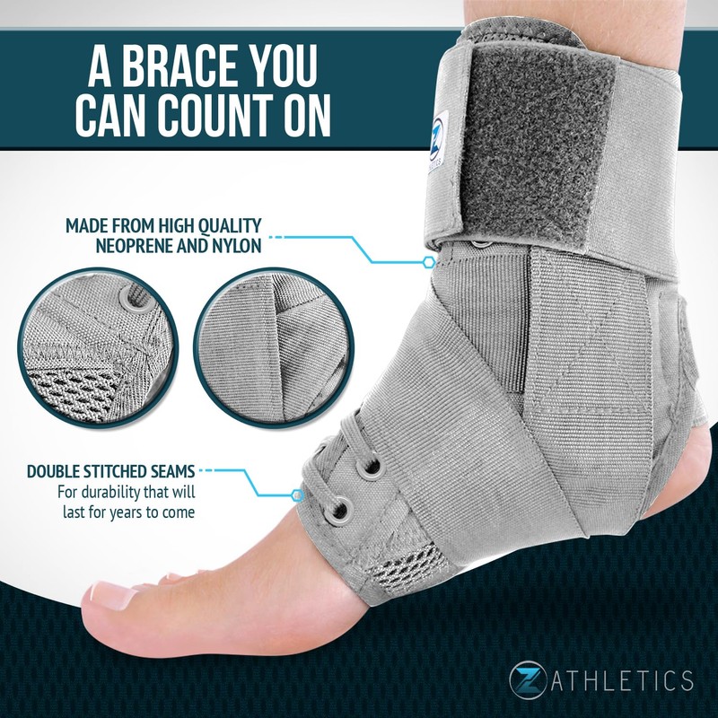 Z ATHLETICS Zenith Ankle Brace, Lace Up Adjustable Support –
