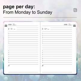 Daily Planner 2026 Yearly Agenda with Hourly Time Slots, January to December 2026, A5 2026 Day Planner with Calender Stickers, Banded Leather Hardcover, Inner Large Pocket (5.7'' x 8.3'')