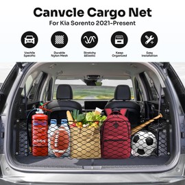 Canvcle Trunk Cargo Net for 2014-2025 Kia Sorento Accessories Envelope Style Mesh Trunk Net Organizer and Storage Stretchable Adjustable Elastic Nylon Rear Cargo Netting with Hooks