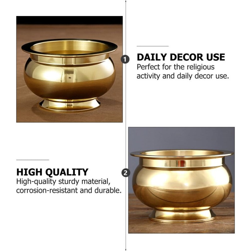 HOMSFOU Buddhist Incense Burner, Copper Treasure Basin Fengshui Incense Cone