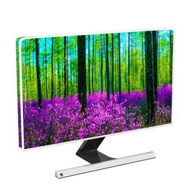 Baocicco Violet Flowers Green Forest Waterproof Computer Monitor Cover 22, 23, 24, 25 Inch Full Body Cover for Computer Screen Sleeve Compatible with iMac 24,22-25 PC,Desktop and TV