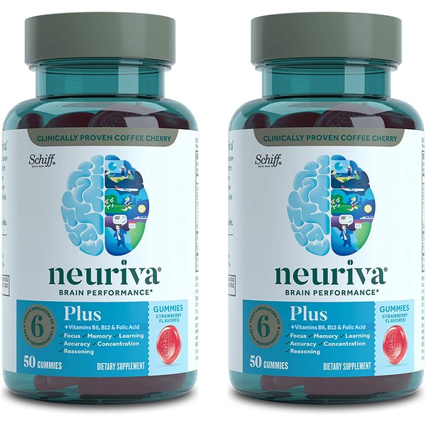 NEURIVA Brain Performance Plus Gummies 12/ 50 ct (Pack of 2)