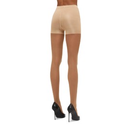 Wolford Individual 10 Control Top Tights For Women Sheer Support Pantyhose Waist Sculpting Cotton Gusset Soft Waistband gobi Beige S